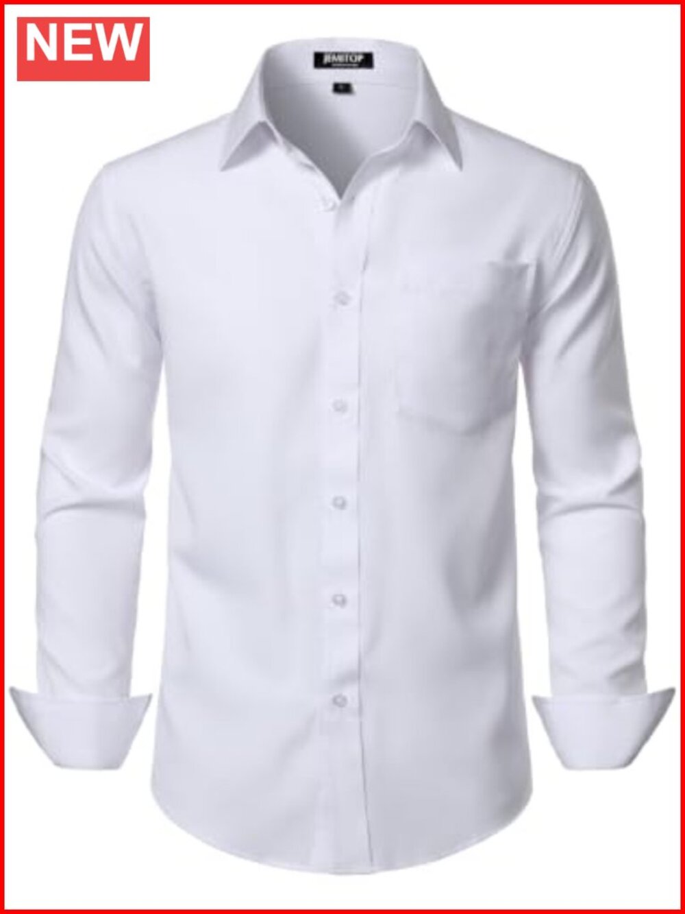 Men's Stretch Long Sleeve Button Down Dress Shirt Regular Fit